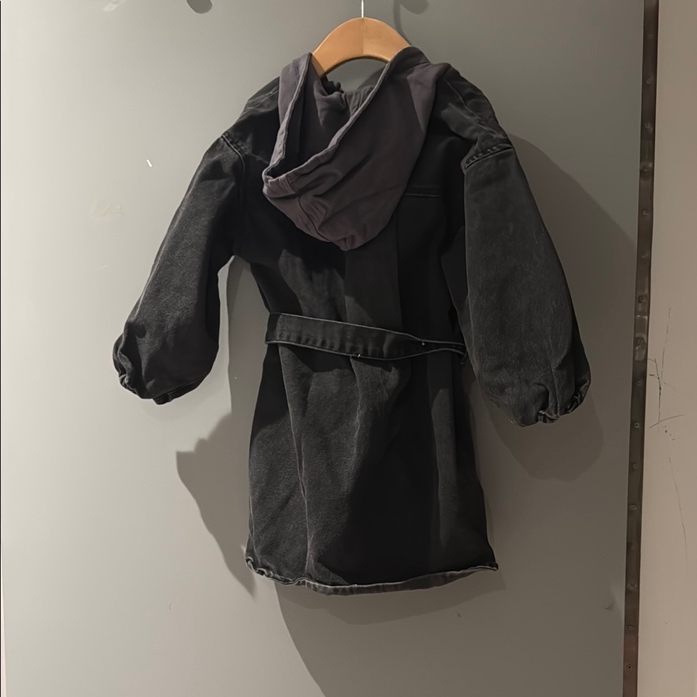 Zara Kids Black Jean Jacket with Hood - Picture 2 of 2